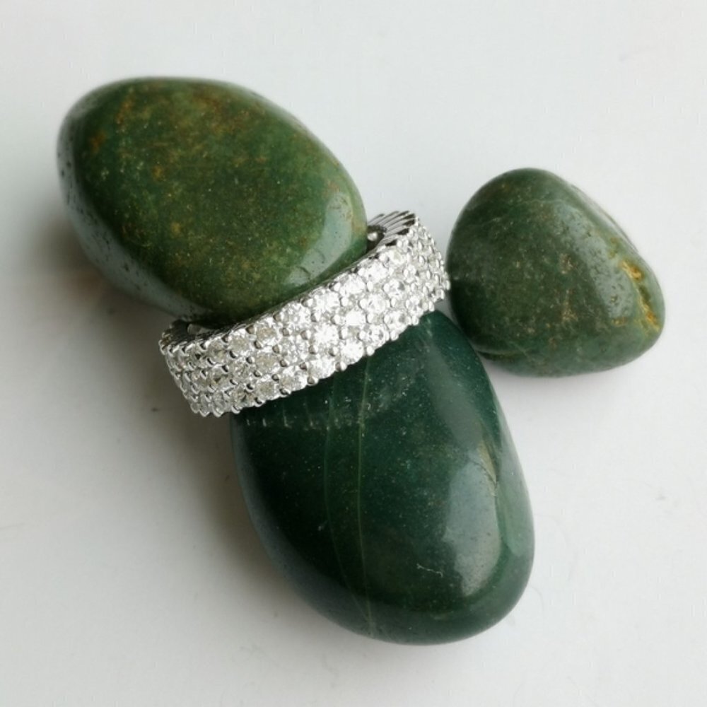 Eternity ring band Sterling Silver CZ size 6 🆕